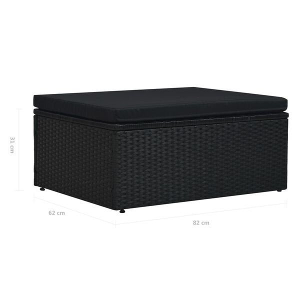 vidaXL 5 Piece Garden Lounge Set with Cushions Poly Rattan Black