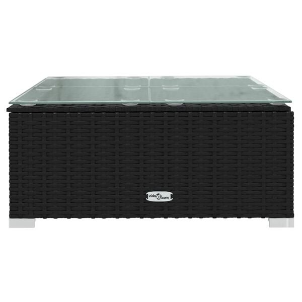 vidaXL Garden Coffee Table Black 60x60x30 cm Poly Rattan and Glass