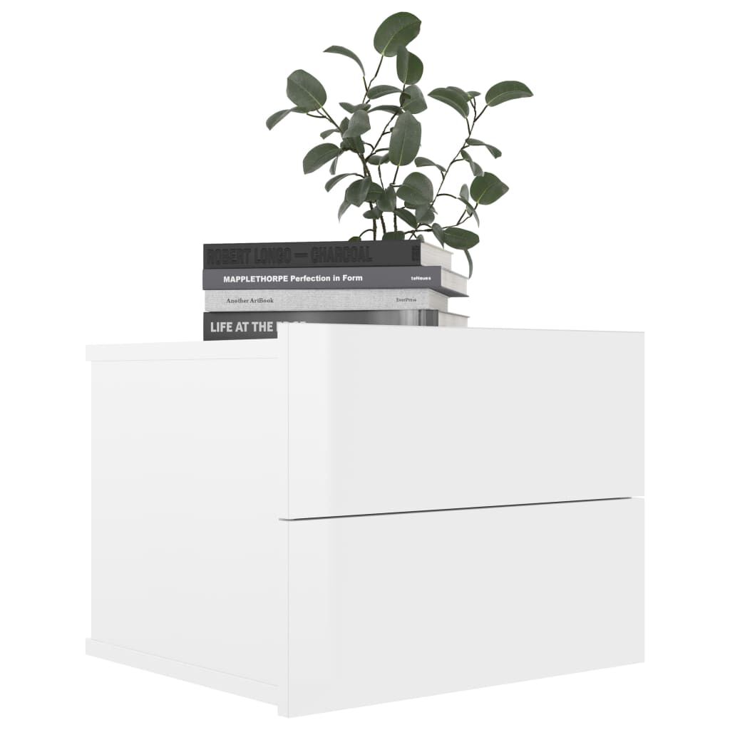 vidaXL Bedside Cabinets 2 pcs High Gloss White 40x30x30 cm Engineered Wood