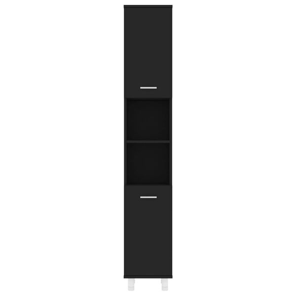 vidaXL Bathroom Cabinet Black 30x30x179 cm Engineered Wood