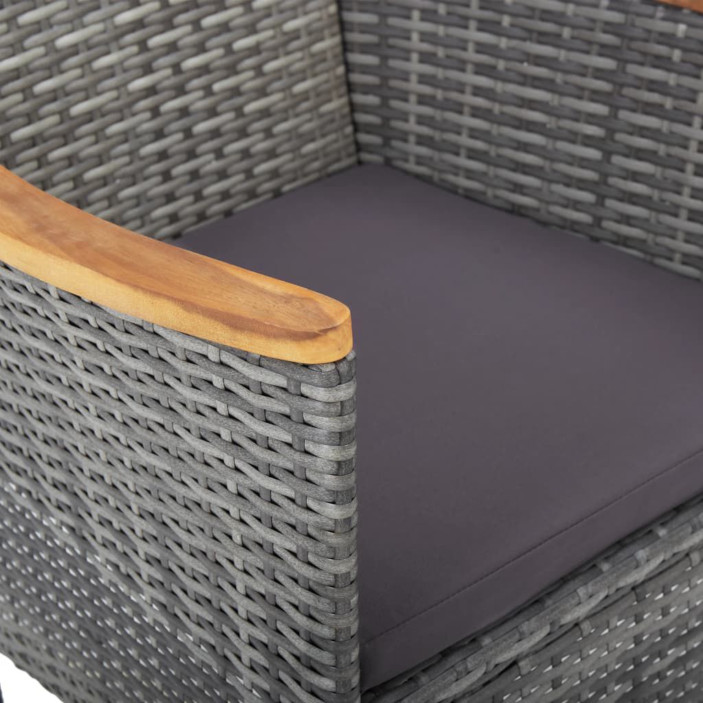 vidaXL 5 Piece Garden Dining Set Grey Poly Rattan and Acacia Wood