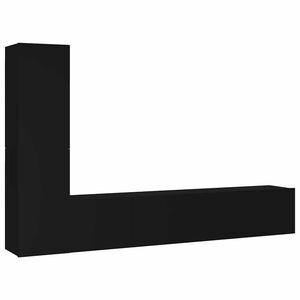 vidaXL 4 Piece TV Cabinet Set Black Engineered Wood