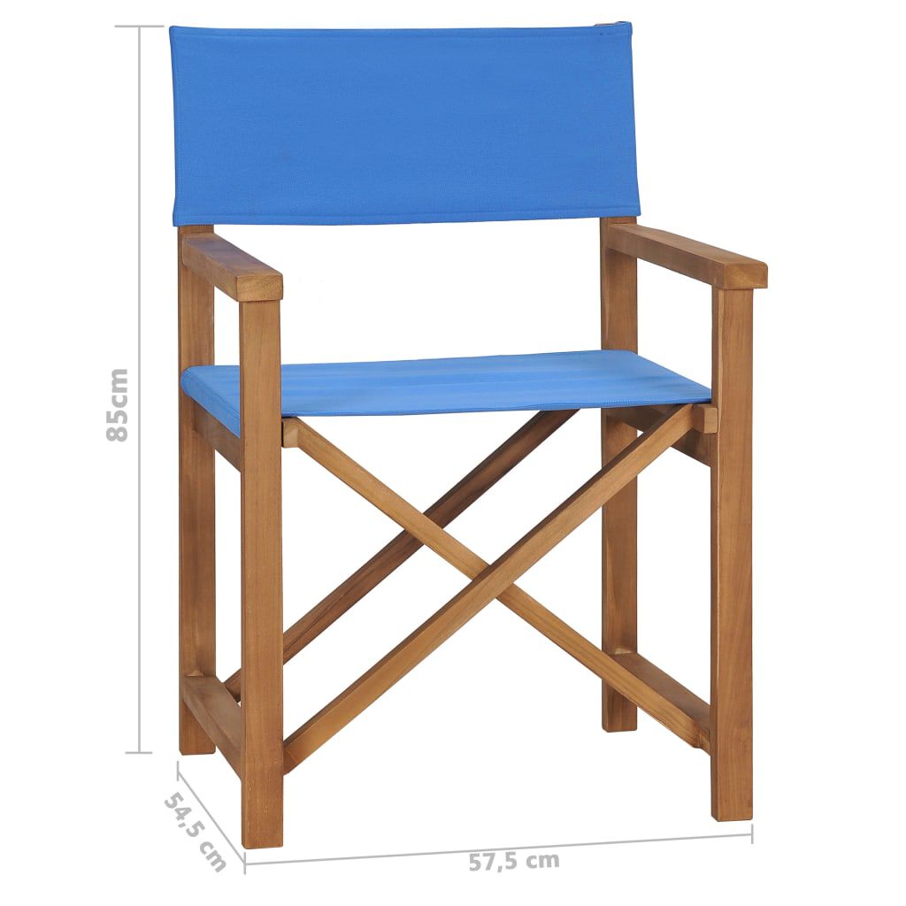 vidaXL Director's Chair Solid Teak Wood Blue