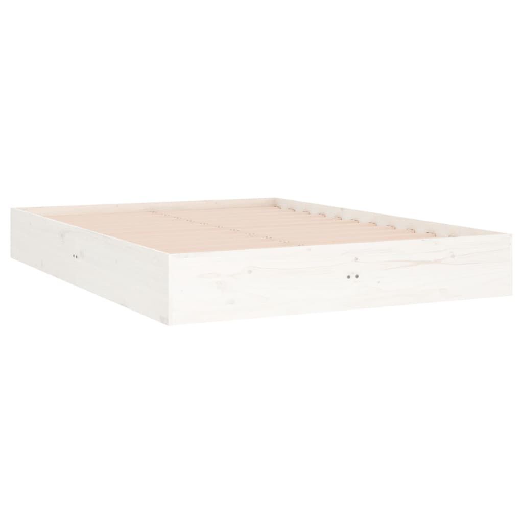 vidaXL Bed Frame without Mattress White Solid Wood 135x190 cm Double Double