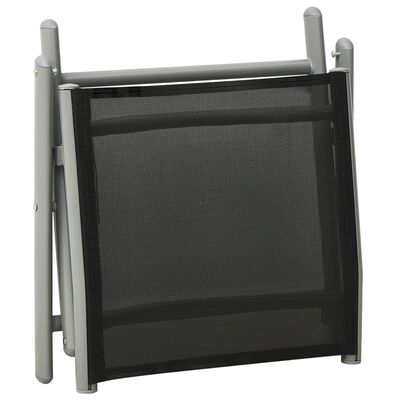 vidaXL Folding Footrest Black and Silver Textilene and Aluminium