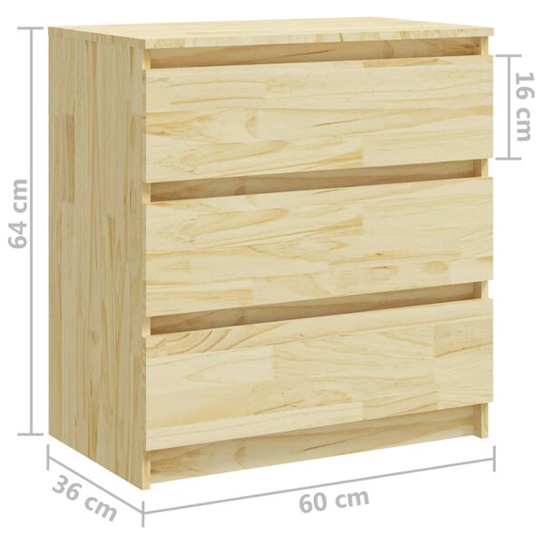 vidaXL Bedside Cabinet 60x36x64 cm Solid Pinewood