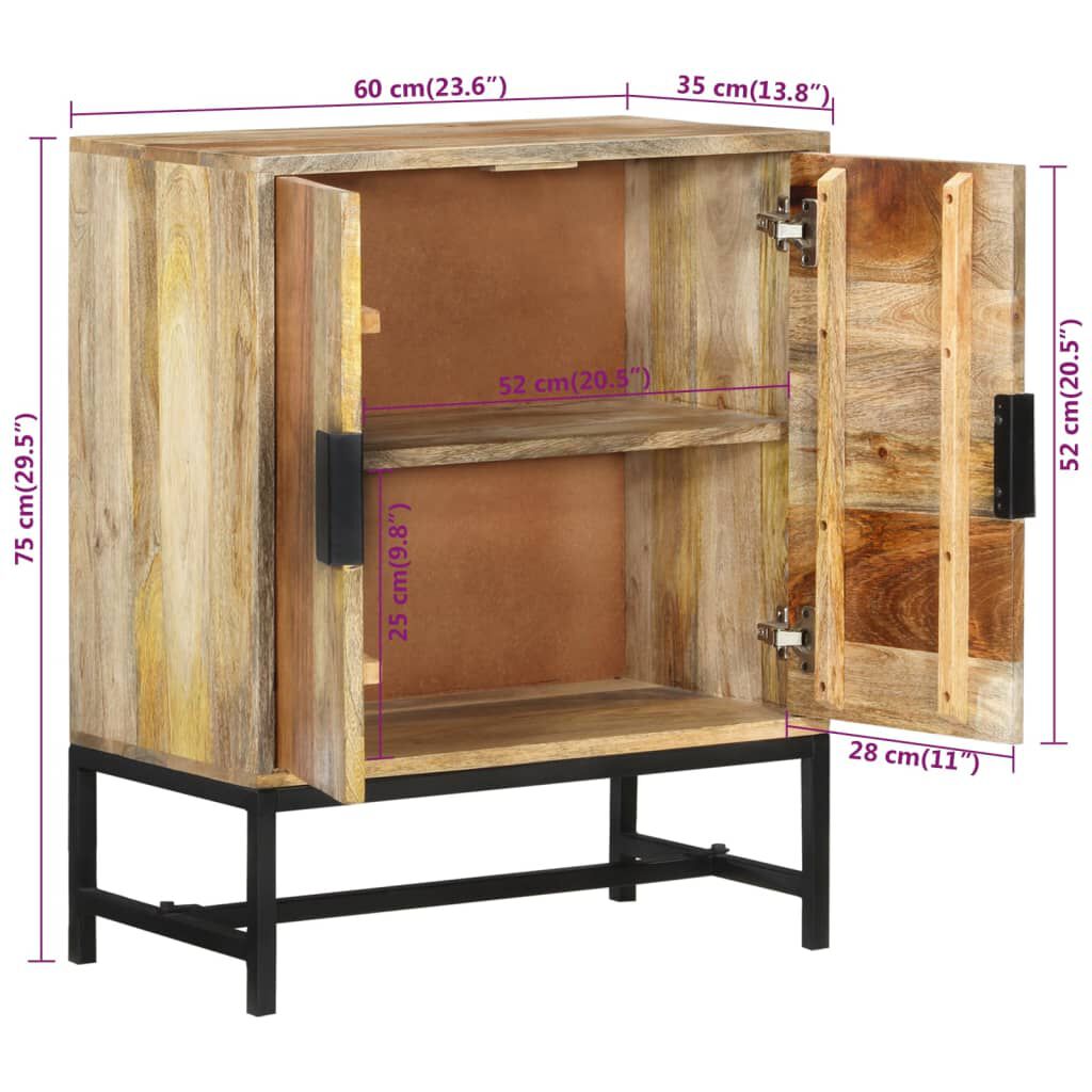 vidaXL Sideboard 60x35x75 cm Solid Wood Mango
