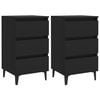 vidaXL Bed Cabinet with Metal Legs 2 pcs Black 40x35x69 cm