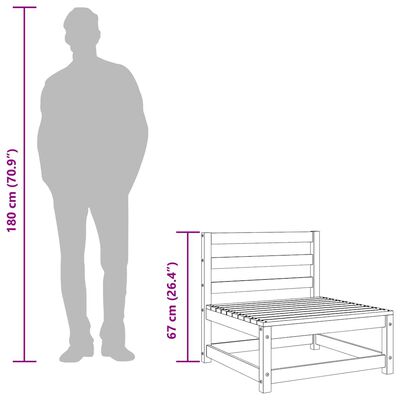 vidaXL Garden Middle Sofas 3 pcs White Solid Wood Pine, white vidaXL Garden Middle Sofas 3 pcs White Solid Wood Pine