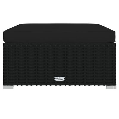 vidaXL 10 Piece Garden Lounge Set with Cushions Black Poly Rattan, black vidaXL 10 Piece Garden Lounge Set with Cushions Black Poly Rattan