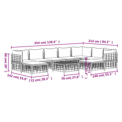 vidaXL 10 Piece Garden Lounge Set with Cushions Anthracite Poly Rattan