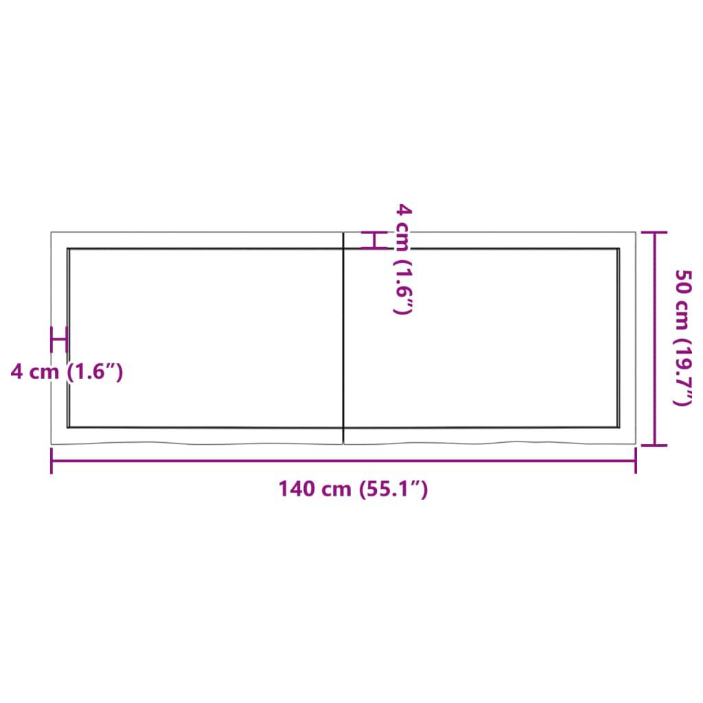 vidaXL Table Top Light Brown 140x50x(2-4) cm Treated Solid Wood Oak