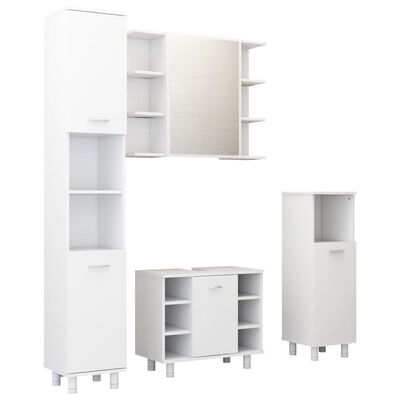 vidaXL 4 Piece Bathroom Furniture Set White Engineered Wood, white vidaXL 4 Piece Bathroom Furniture Set White Engineered Wood