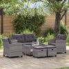 vidaXL 6 Piece Garden Sofa Set with Cushions Poly Rattan Dark Grey