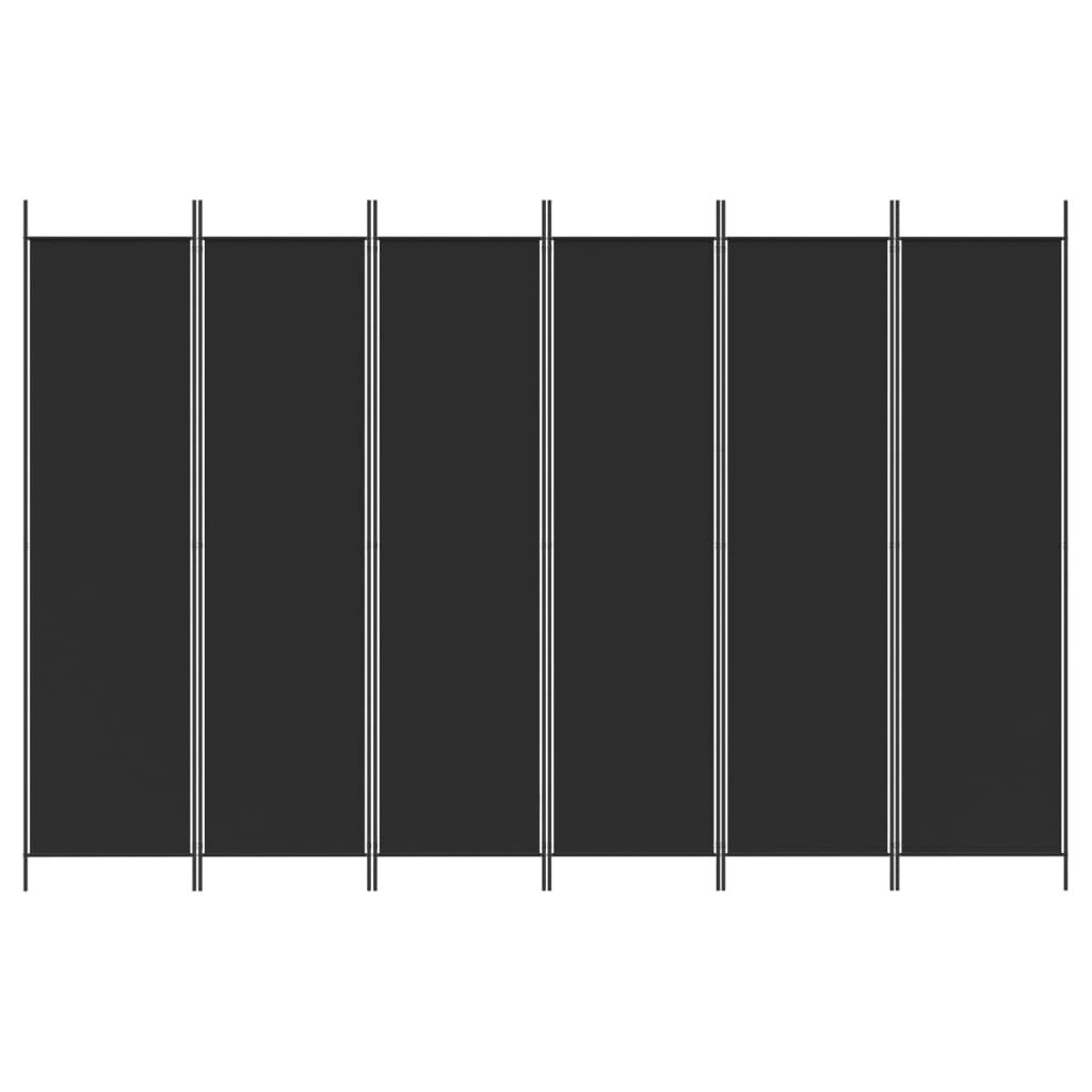vidaXL 6-Panel Room Divider Black 300x200 cm Fabric