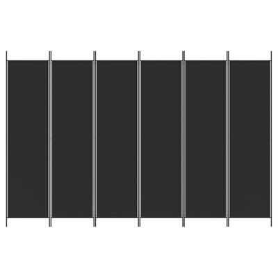 vidaXL 6-Panel Room Divider Black 300x200 cm Fabric, black vidaXL 6-Panel Room Divider Black 300x200 cm Fabric