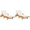 vidaXL Sun Lounger | Set of 2 | Brown, Cream White | Solid Acacia wood