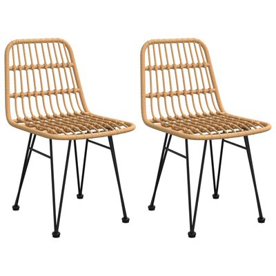 vidaXL Garden Chairs 2 pcs 48x62x84 cm PE Rattan, brown vidaXL Garden Chairs 2 pcs 48x62x84 cm PE Rattan