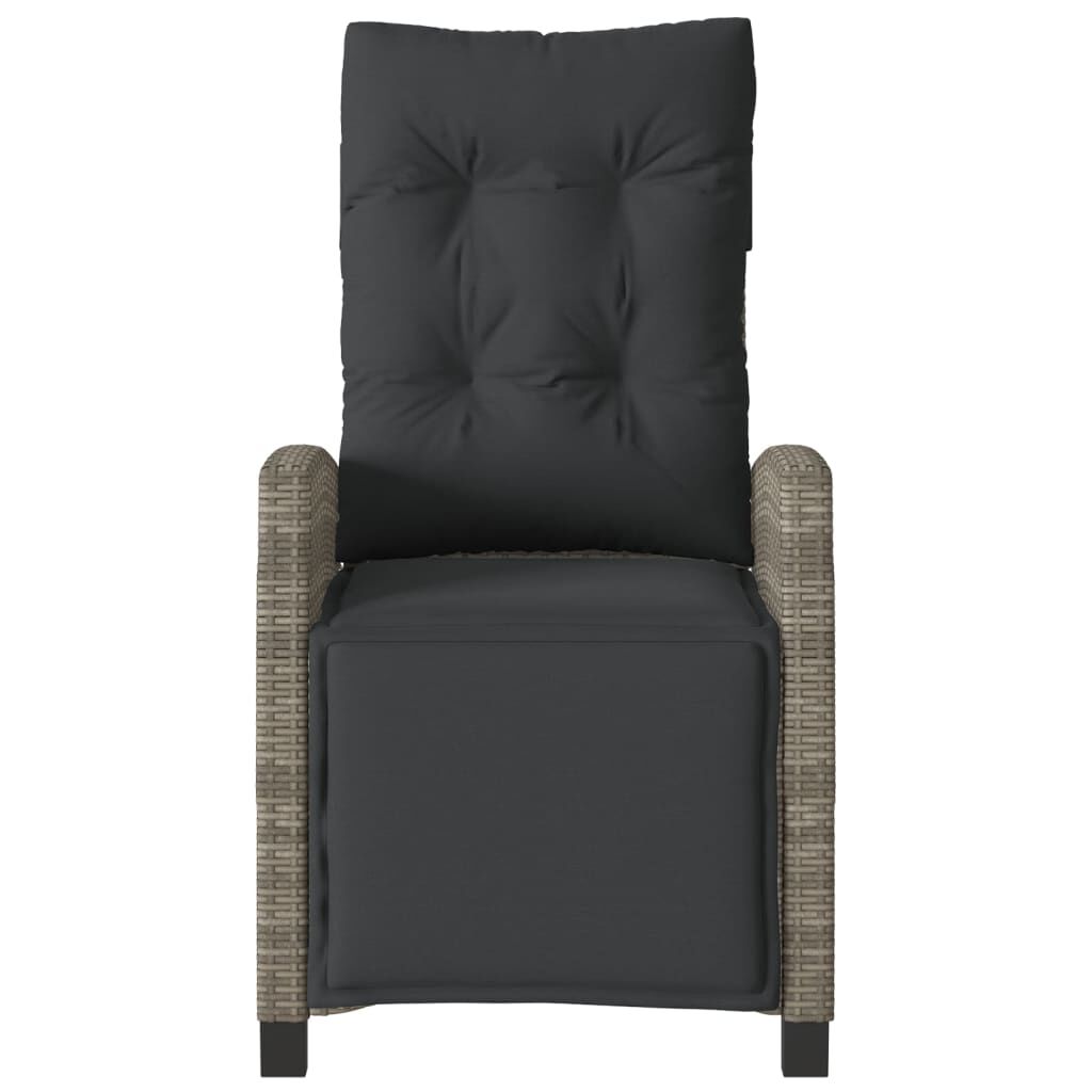 vidaXL Reclining Garden Chairs 2 pcs with Footrest Grey Poly Rattan