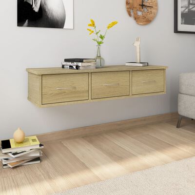 vidaXL Wall-mounted Drawer Shelf Sonoma Oak 88x26x18.5 cm Engineered Wood, sonoma oak vidaXL Wall-mounted Drawer Shelf Sonoma Oak 88x26x18.5 cm Engineered Wood