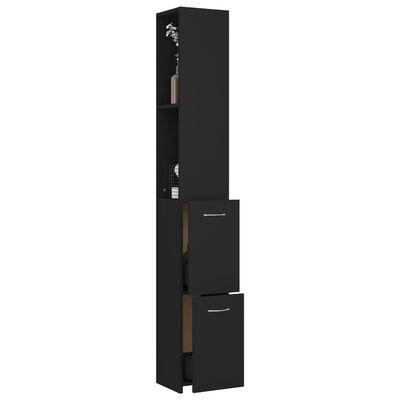 vidaXL Bathroom Cabinet Black 25x26.5x170 cm Engineered Wood, black vidaXL Bathroom Cabinet Black 25x26.5x170 cm Engineered Wood