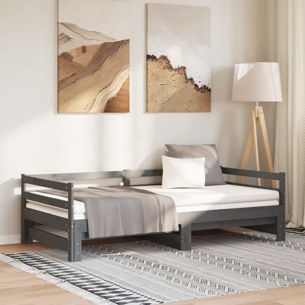 vidaXL Pull-out Day Bed without Mattress Grey 2x(90x200)cm