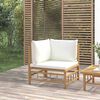 vidaXL Garden Corner Sofa with Cream White Cushions Bamboo