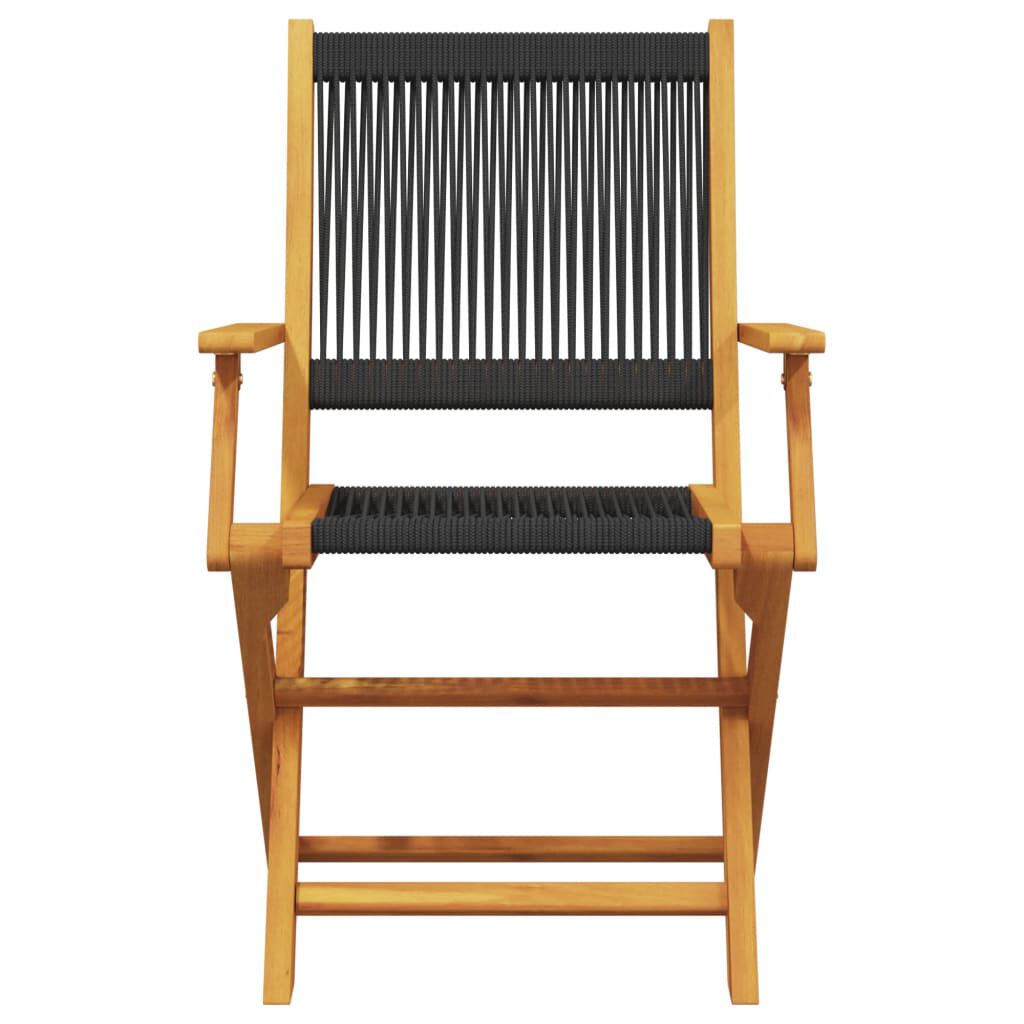 vidaXL Folding Garden Chairs 6 pcs Black Solid Wood Acacia