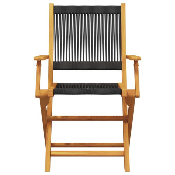 vidaXL Folding Garden Chairs 6 pcs Black Solid Wood Acacia