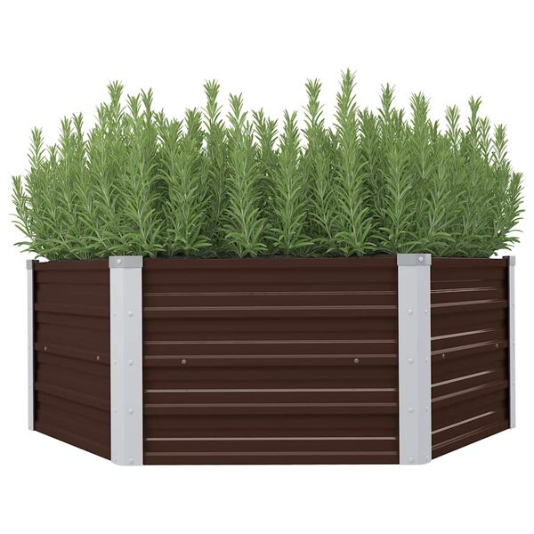 vidaXL Raised Garden Bed Brown 129x129x45 cm Galvanised Steel