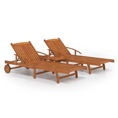 vidaXL 2 Piece Sunlounger Set with Table Solid Wood Acacia,  vidaXL 2 Piece Sunlounger Set with Table Solid Wood Acacia