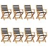 vidaXL Folding Garden Chairs 8 pcs Black Solid Wood Acacia