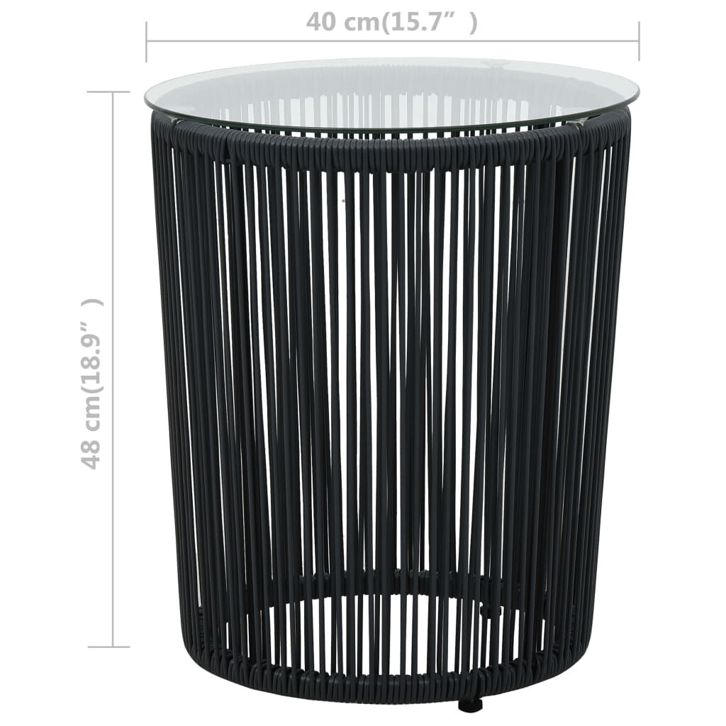 vidaXL 3 Piece Bistro Set with Cushions PE Rattan Black