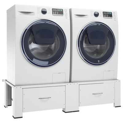 vidaXL Double Washing and Drying Machine Pedestal with Drawers White,  vidaXL Double Washing and Drying Machine Pedestal with Drawers White