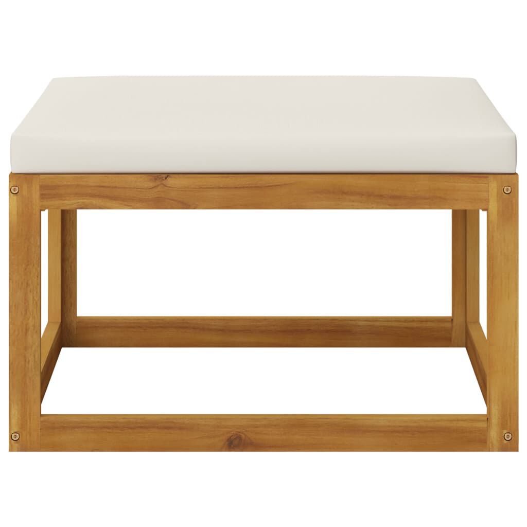 vidaXL Footrest with Cream White Cushion Solid Acacia Wood