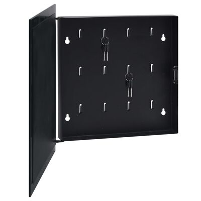 vidaXL Key Box with Magnetic Board Black 35x35x4 cm, black vidaXL Key Box with Magnetic Board Black 35x35x4 cm