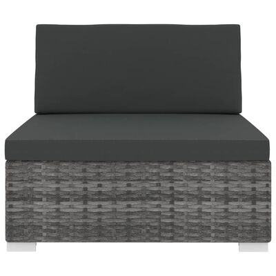 vidaXL Sectional Middle Seat 1 pc with Cushions Poly Rattan Grey