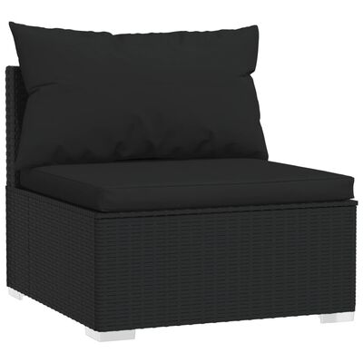 vidaXL 8 Piece Garden Lounge Set with Cushions Black Poly Rattan, black vidaXL 8 Piece Garden Lounge Set with Cushions Black Poly Rattan
