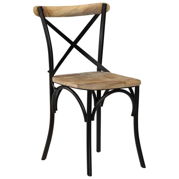 vidaXL Cross Chairs 2 pcs Black Solid Mango Wood