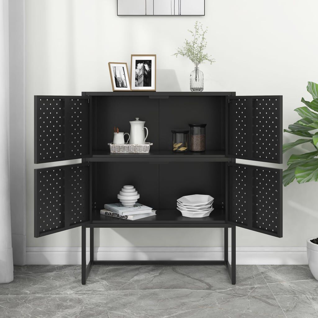 vidaXL Highboard Black 80x35x100 cm Steel