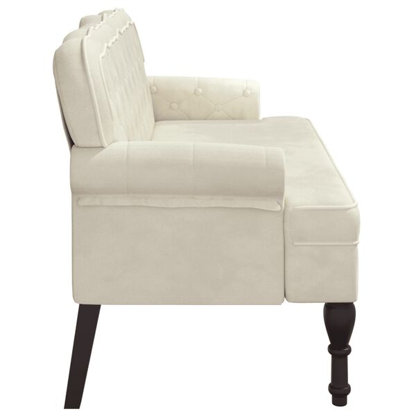 vidaXL Bench with Backrest Cream 119.5x64.5x75 cm Velvet