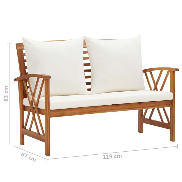 vidaXL 3 Piece Garden Lounge Set with Cushions Solid Acacia Wood