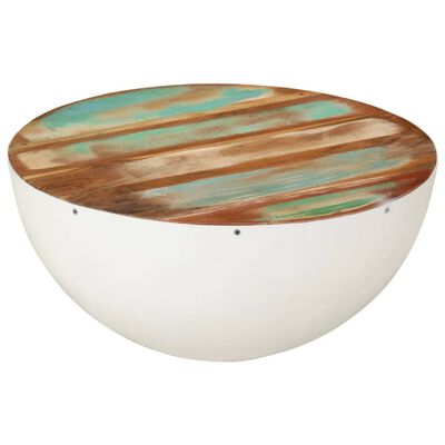 vidaXL Bowl-shaped Coffee Table White Ø50x24 cm Solid Wood Reclaimed