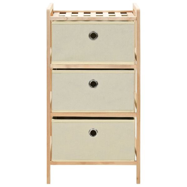 vidaXL Storage Rack with 3 Nonwoven Baskets Cedar Wood Beige