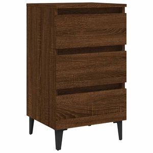 vidaXL Bed Cabinet with Metal Legs Brown Oak 40x35x69 cm