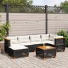 vidaXL 7 Piece Garden Sofa Set with Cushions Black Poly Rattan