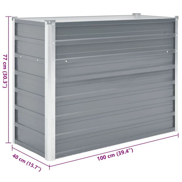 vidaXL Garden Raised Bed Galvanised Steel 100x40x77 cm Grey