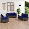 vidaXL 6 Piece Garden Lounge Set with Cushions Poly Rattan Grey