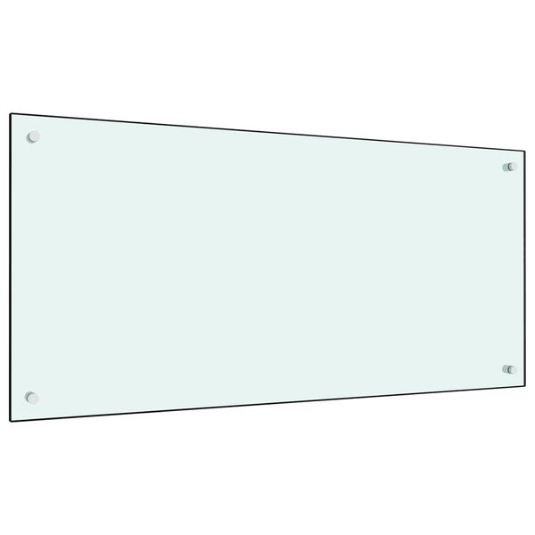 vidaXL Kitchen Backsplash White 100 x 50 cm Tempered Glass