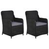 vidaXL Outdoor Chairs with Cushions 2 pcs Poly Rattan Black